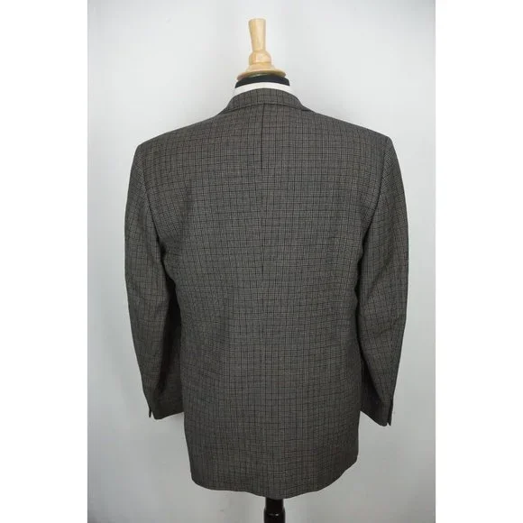 Ermenegildo Zegna Brown Blue Textured Wool Plaid Sport Coat Jacket Sz 42L